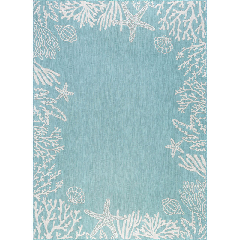 Tapis turquoise à imprimé animal Zendaya, Rectangle 7 pi 10 po x 10 pi 2 po