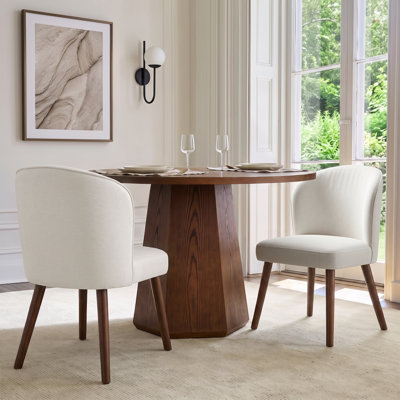 Davia 56cm W Mid-Century Modern Upholstered Dining Chair With Solid Wood Leg