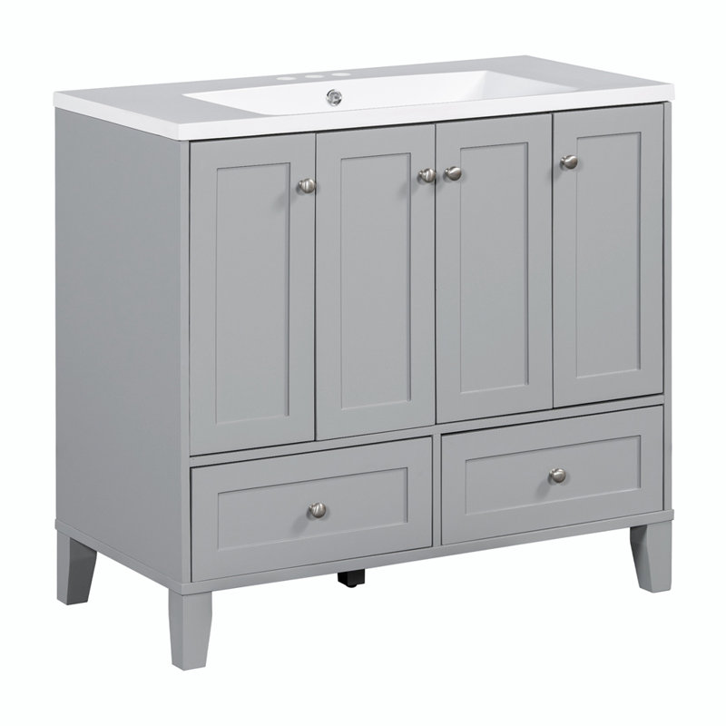 Meuble-lavabo simple avec plateau Safila 36, Gris