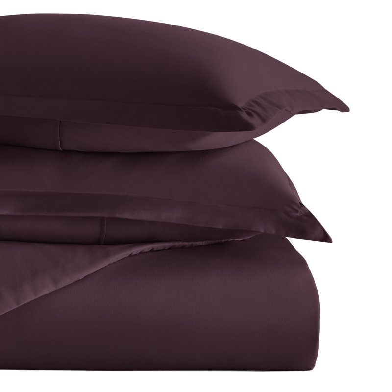 Super Soft Double Brushed Duvet Cover Set, Purple, Full/Queen Duvet Cover + 2 Standard Shams