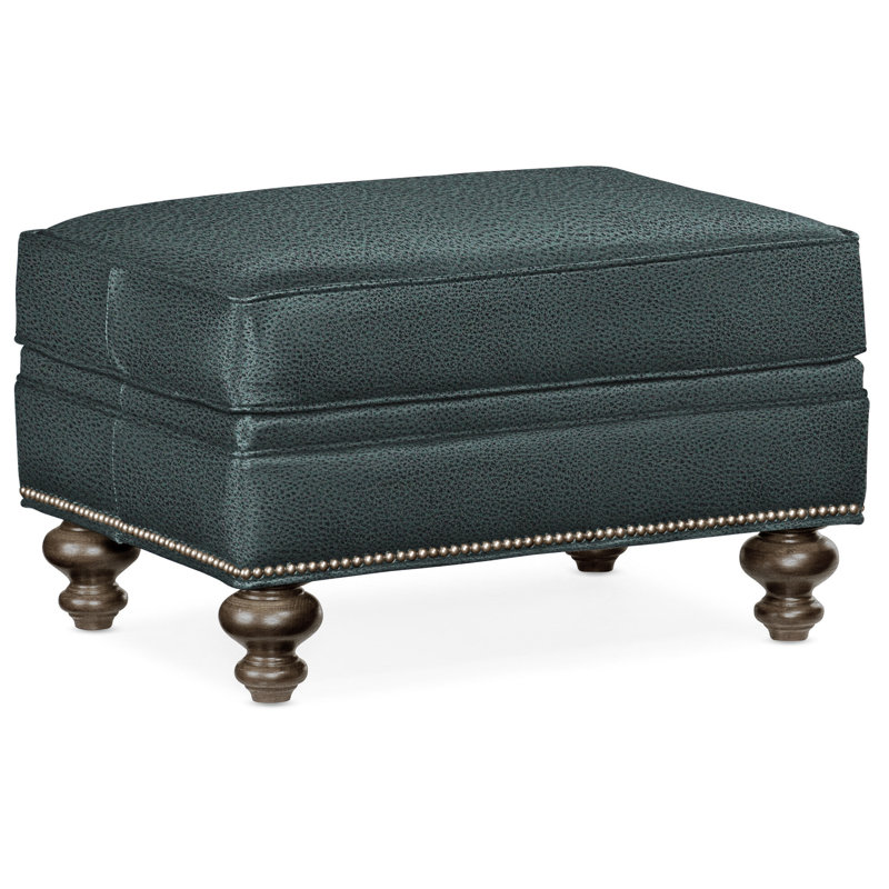 West Ottoman, Nickel, Cobblestone, Anilina Cacao Genuine Leather