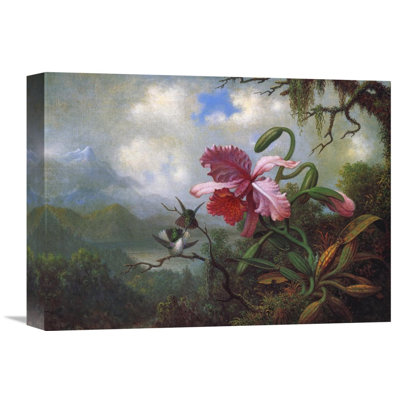 " Orchid And Hummingbirds Near A Mountain Lake " by Martin Johnson Heade