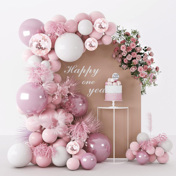 70 Pcs Pink Balloon Kit - Pastel & Hot Pink Confetti Balloons For Birthday & Party Decor