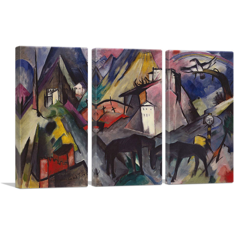 «The Unfortunate Land of Tyrol 1913» par Franz Marc, ensemble de 3 reproductions d'art sur toile tendue