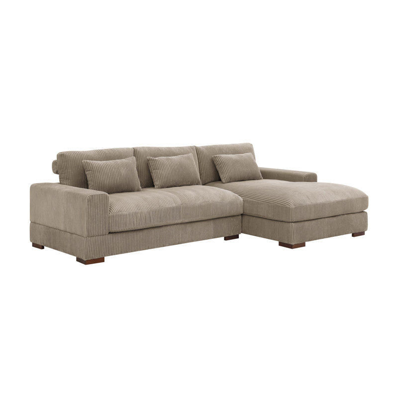 Modern Corduroy Sectional Sofa with Chaise | Wayfair