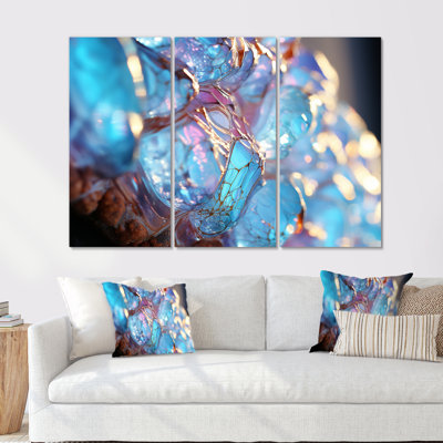 «Turquoise Crystal Structure», ensemble d'art mural abstrait