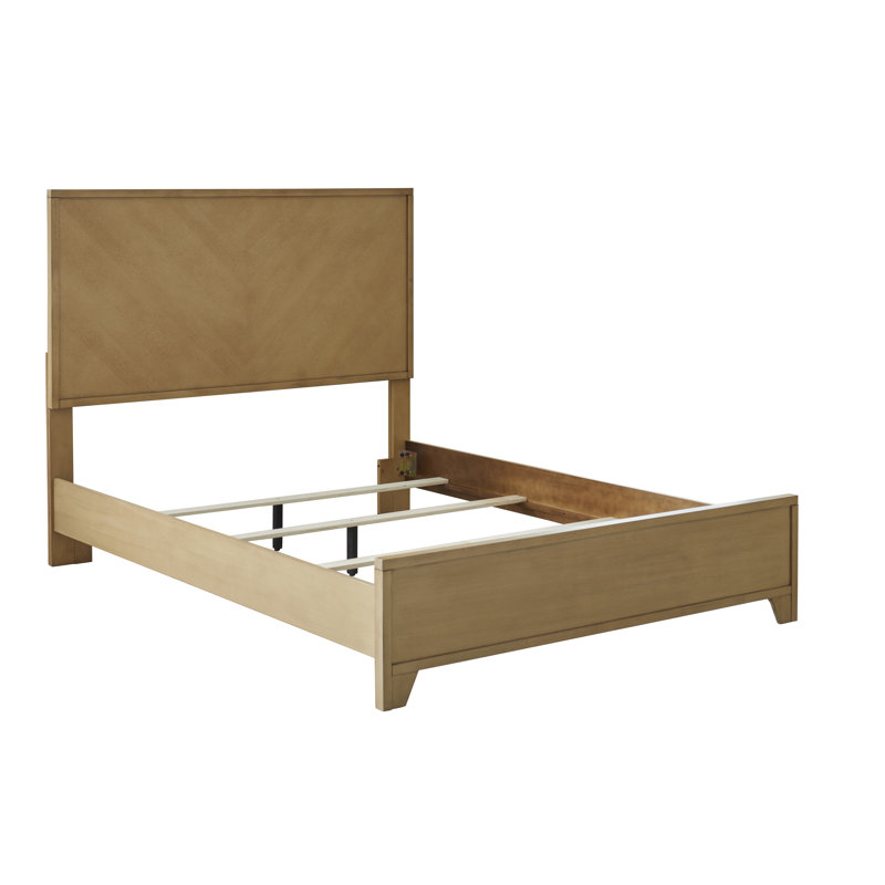 Hayden Gold Queen Panel Bed with Upholstered Headboard
