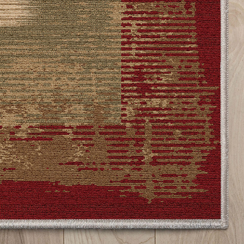 Kehr Border Modern Abstract Red Flat-Weave Area Rug, Rectangle 3'3" x 5'