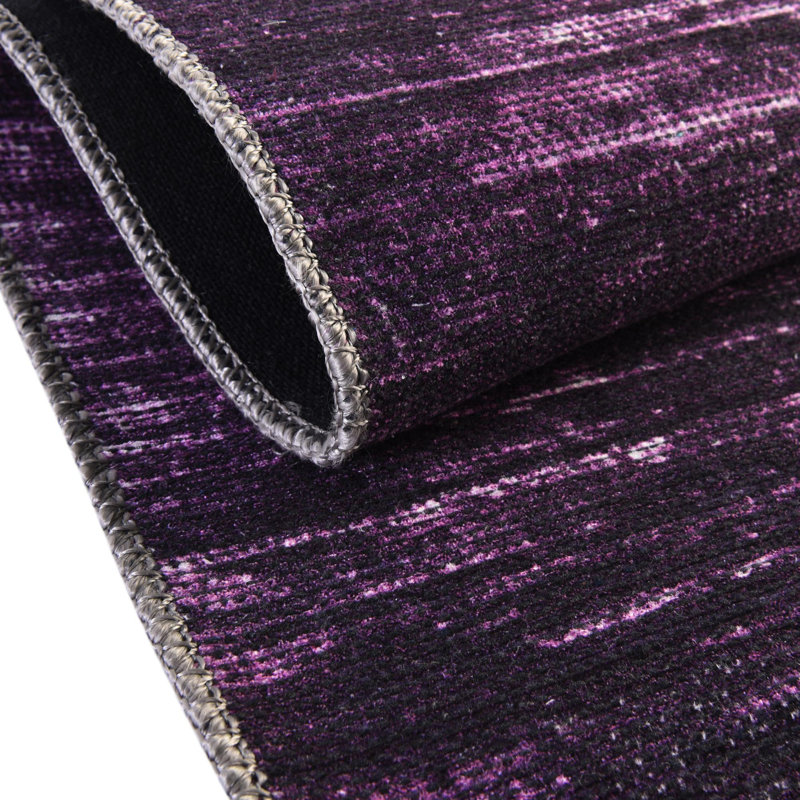 Tapis mauve en chenille tissé à la machine Ikhasa, Octogone 7 pi 7 po