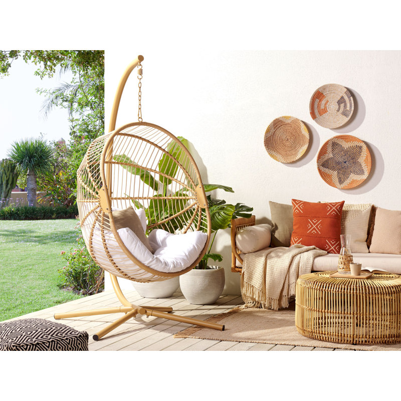 Hotevilla-Bacavi Porch Swing with Canopy, Beige, White