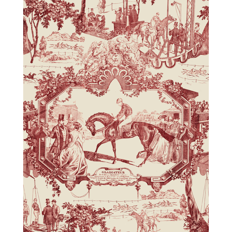 The Derby Wallpaper, Red/Taupe