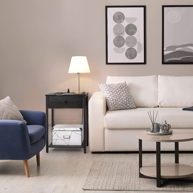 Provenzano 15.75'' W Metal Nightstand, Black