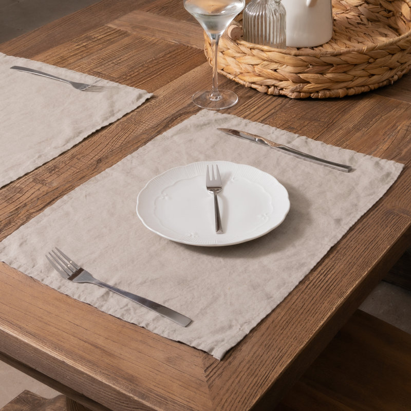 Linen No Pattern Placemat, Cream