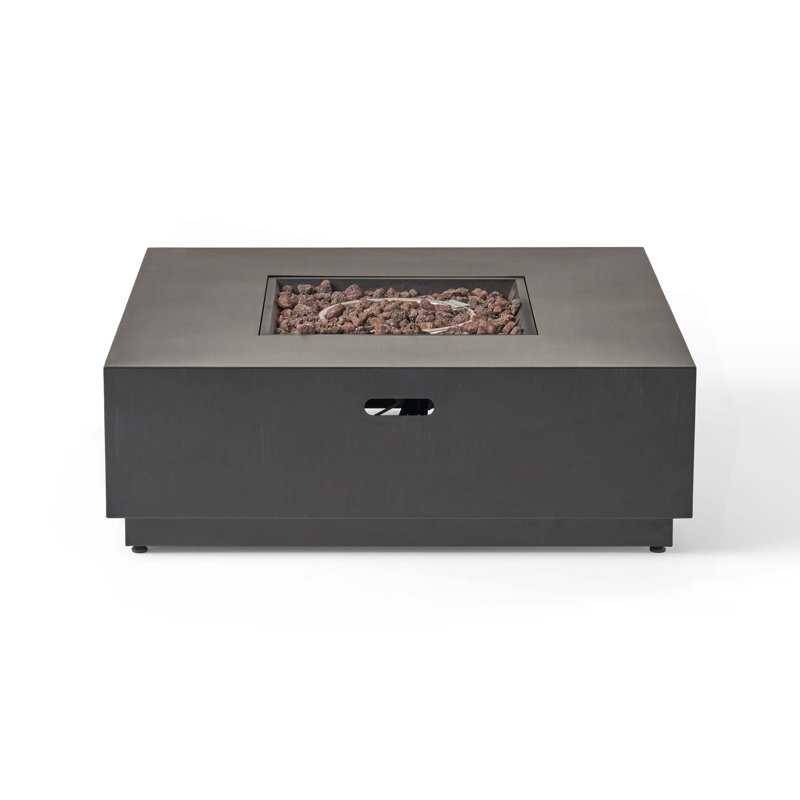 Square Iron Fire Pit-50 000 Btu, Dark Gray