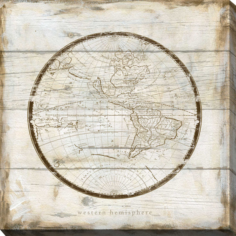 Western Hemisphere par Carol Robinson - Peinture, L 18 po x H 18 po, Toile tendue