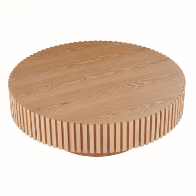 Natural Wood Coffee Table 39.37 Mdf Coffee Table Modern Handcraft Drum Coffee Table  Circle Coffee Table For Living Room,Ash