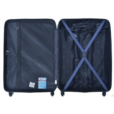 Ensemble de valises 3 pièces, ensemble de valises avec roulettes, serrure TSA, ensembles de valises rigides en ABS, ensembles de valises de voyage légères, 20/24/28 pouces, bleu marine