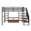 Lit mezzanine double en métal avec bureau d'étude intégré et tablettes de rangement-1182737598