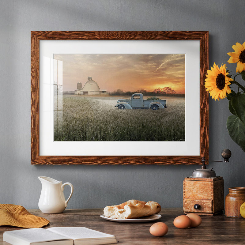Evening Farm - impression de cadre photo unique, Érable, H 28 po x l 42 po x P 1,5 po