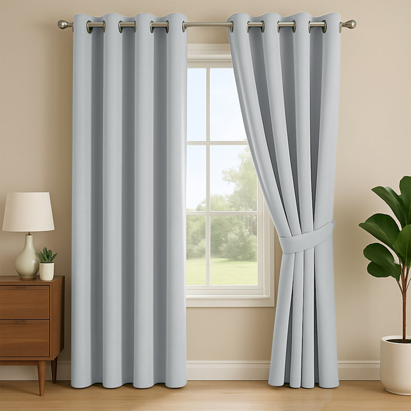 Linen Blend Blackout Curtain Panel Pair