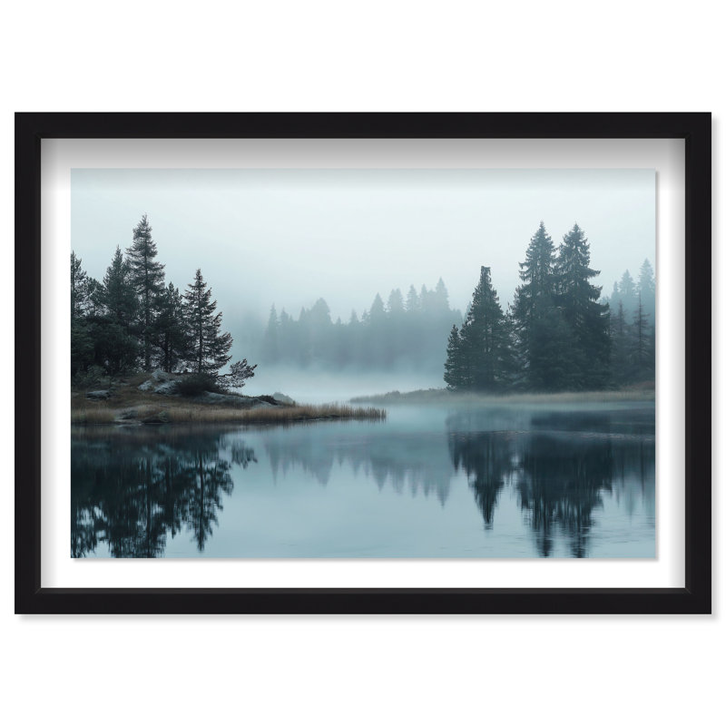 Morning Lake II Framed Graphic Art, 31.5" H x 46.5" W, Black Shadowbox