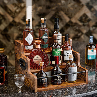 Solid Wood Wine Bottle Rack in Brown