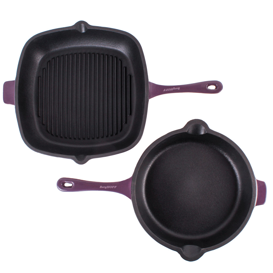 BergHOFF Neo 2Pc Cast Iron Cookware Set with Fry Pan and Grill Pan Set BergHOFF 