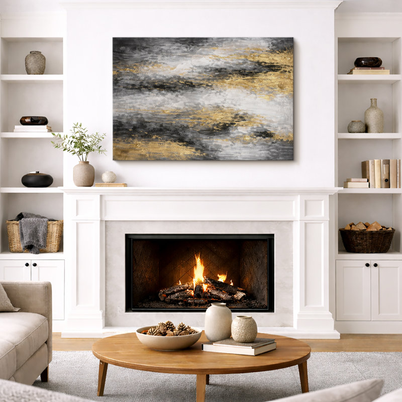 Œuvre abstraite, composition de flux de marbre doré noir, photos de salon moderne, impression sur toile encadrée