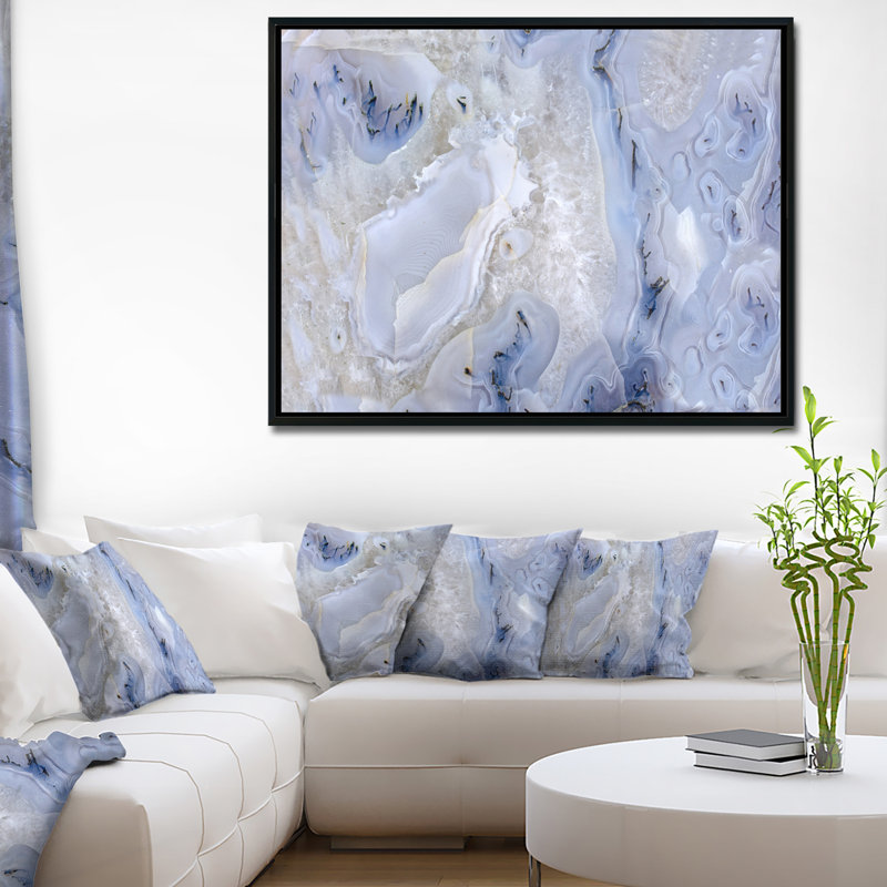 Agate Stone - impression abstraite, H 30 po x l 40 po x P 1,5 po, Toile avec cadre flottant