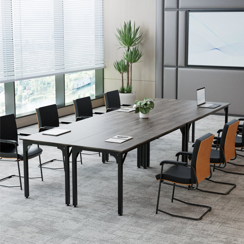 Modular Conference Table Set, 78.7" Industrial Grey Wood & Metal Splicing Office Desk, Flexible U-Shape/Row Layout for Meeting Rooms, Training & Collaborative Workspace
