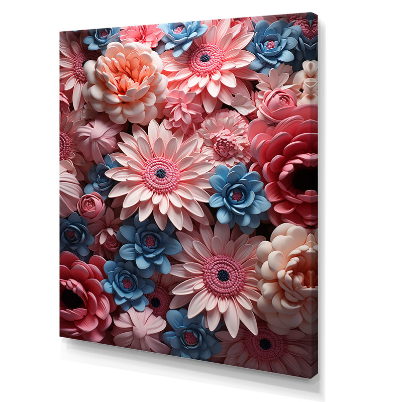 Harmonie de marguerites roses sur toile, Toile tendue, H 20 po x l 12 po