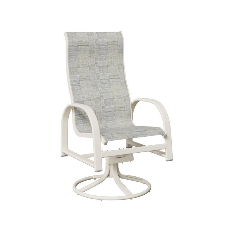 Chaise de salle à manger pivotante à haut dossier Amma, Solido Luxe, Blanc mat