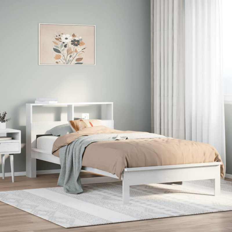 Vidaxl Bookcase Bed Without Mattress Solid Wood Pine, Single (3'), White