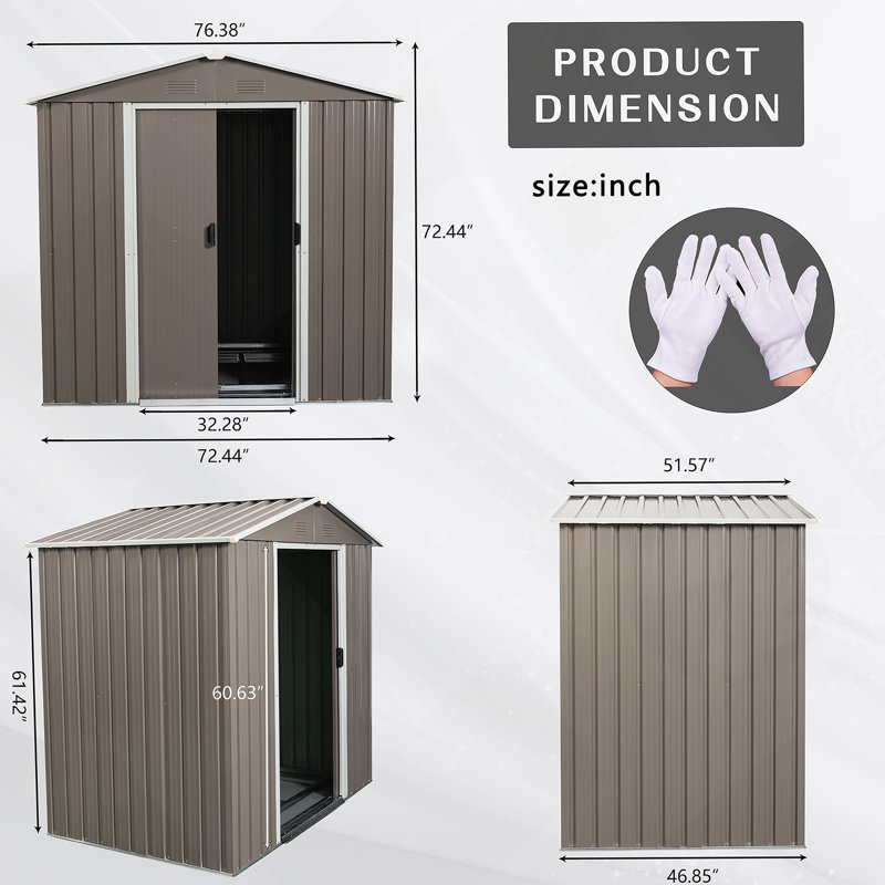 Remise de rangement extérieure en métal 6 pi x 5 pi Rysdyx56W