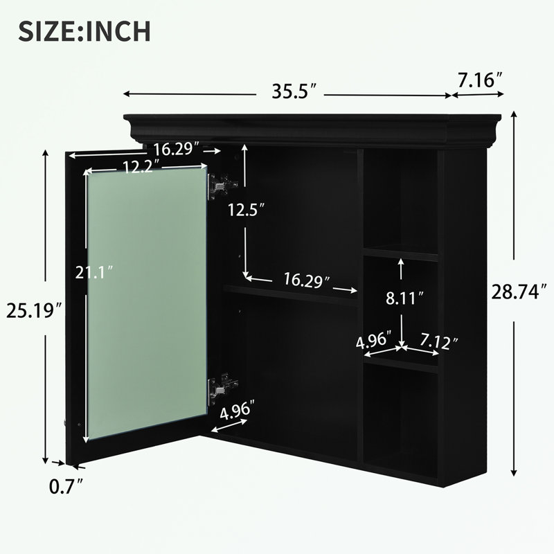 Armoire de salle de bain Moreauville, Noir, noir, noir, noir
