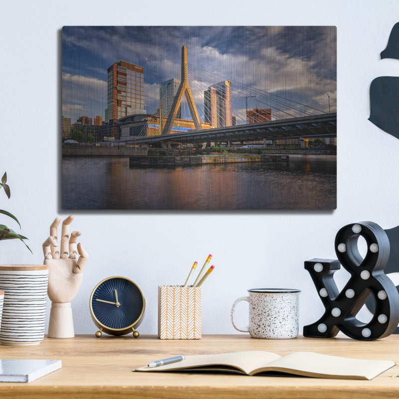 «The Garden And The Bridge» par Rick Berk, art mural en métal, H 12 po x l 16 po