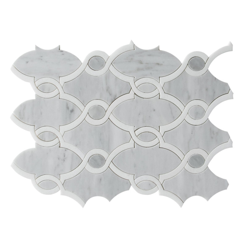 5" x 7" Marble Novelty Mosaic Wall Tile, White Marble