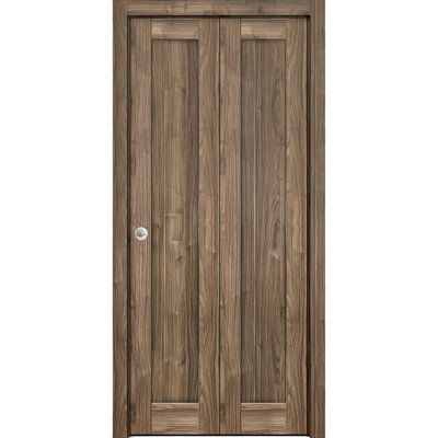 Portes d'armoire coulissantes pliantes 18 x 80 Quadro 4111 Noyer, rails robustes, moulures, garnitures, quincaillerie, bois massif, portes de placard de chambre