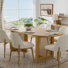 Ensemble de salle à manger en bois avec table ovale et chaises rembourrées-B