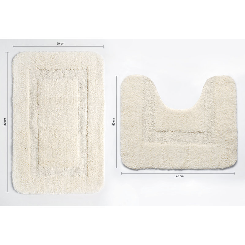 Eunji Non-Slip Bath Rug, Cream