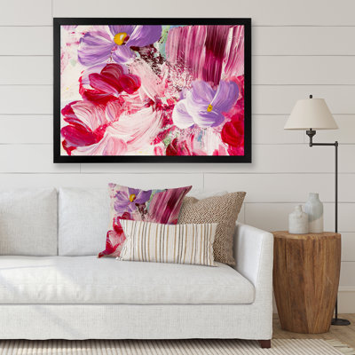 " Red And Purple Abstract Flowers " Painting Print