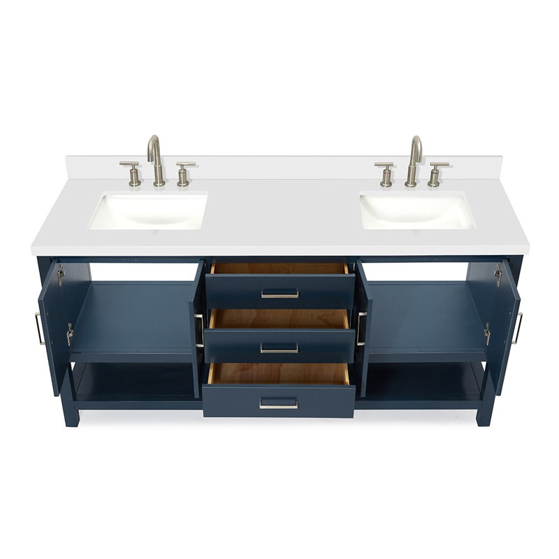 Moille Bayhill 73" Double Bathroom Vanity Set, Midnight Blue