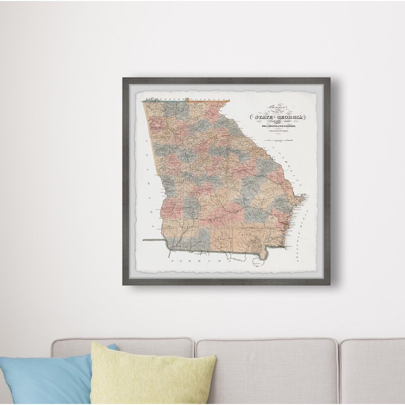 State of Georgia Vintage Map II - cadre photo, impression sur papier, H 24 po x l 24 po x P 1,5 po