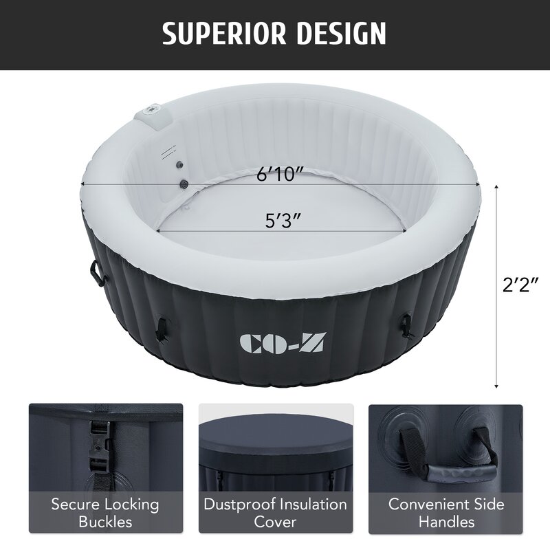 CO-Z 110 Volt 6 - Person 130 - Jet Round Inflatable Hot Tub & Reviews ...
