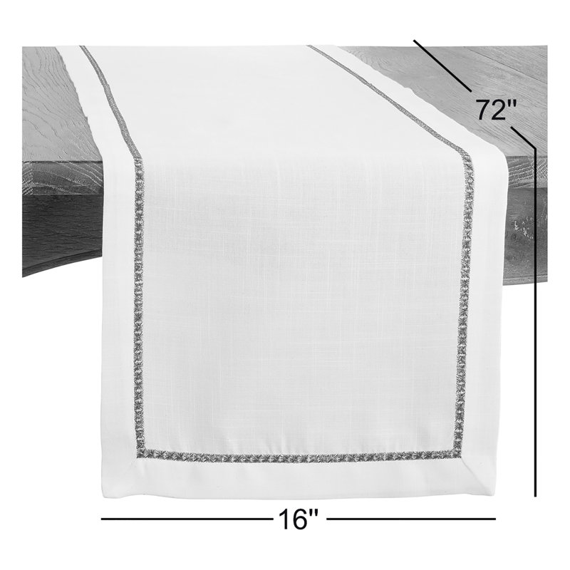 Aloway Mayer Metallic Embroidered Polyester Table Runner, 16" W x 72" L, Burgundy