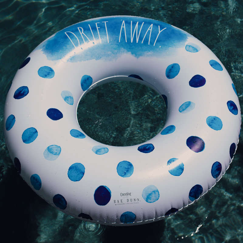 Rae Dunn 48" Ring Float - Indigo Polka Dot Pattern