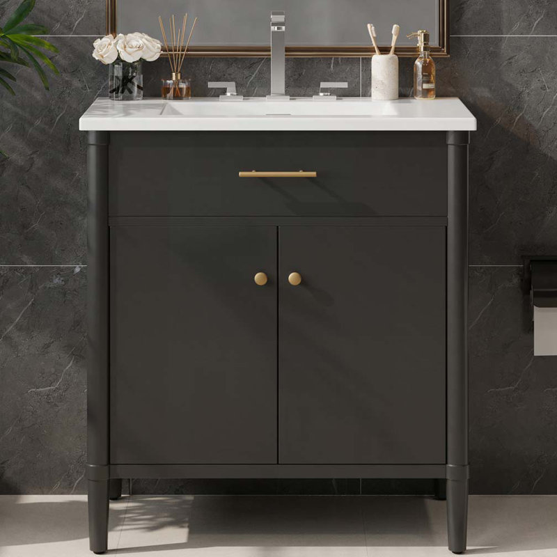 Meuble-lavabo avec tablette réglable, Noir