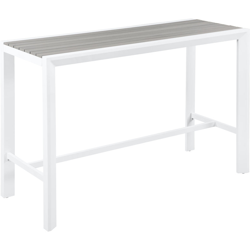 Noland Rectangular Wood Metal Outdoor Bar Table , 60'' in. W 24'' in. D, Light Gray/White