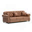 Canapé Chesterfield 82,6 po rembourré en similicuir avec garniture cloutée et accoudoirs roulés, canapé Chesterfield moderne de style Mid-Century capitonné avec boutons, brun