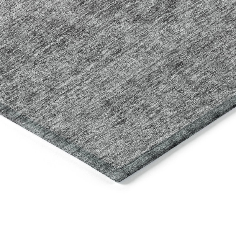Gray Synthetic 3' x 5' Machine Washable Indoor/Outdoor Rug